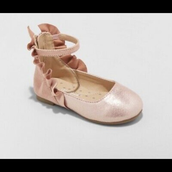 Cat & Jack Other - Cat Jack Girl Pink Metallic Ruffle Ballet Flat NWT